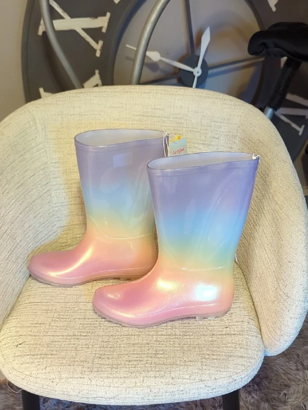 Cat & Jack Kids Rainbow Ombre Rain Boots - Purple, Blue, Yellow, Pink